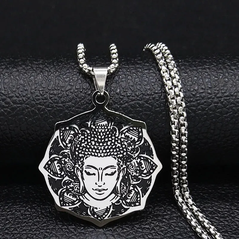 Black Enamel Stainless Steel  Indian Art Hindu God Figure Necklaces