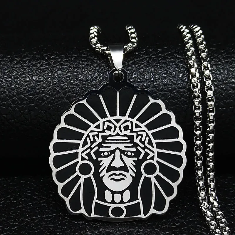 Black Enamel Stainless Steel  Indian Art Hindu God Figure Necklaces