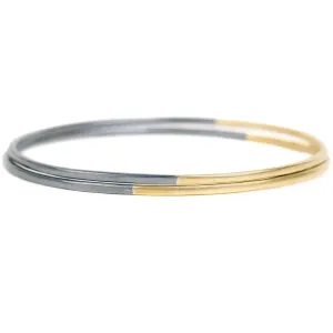 Black   Gold Legacy Stacker Bangles - 18k gold   Oxidized Silver