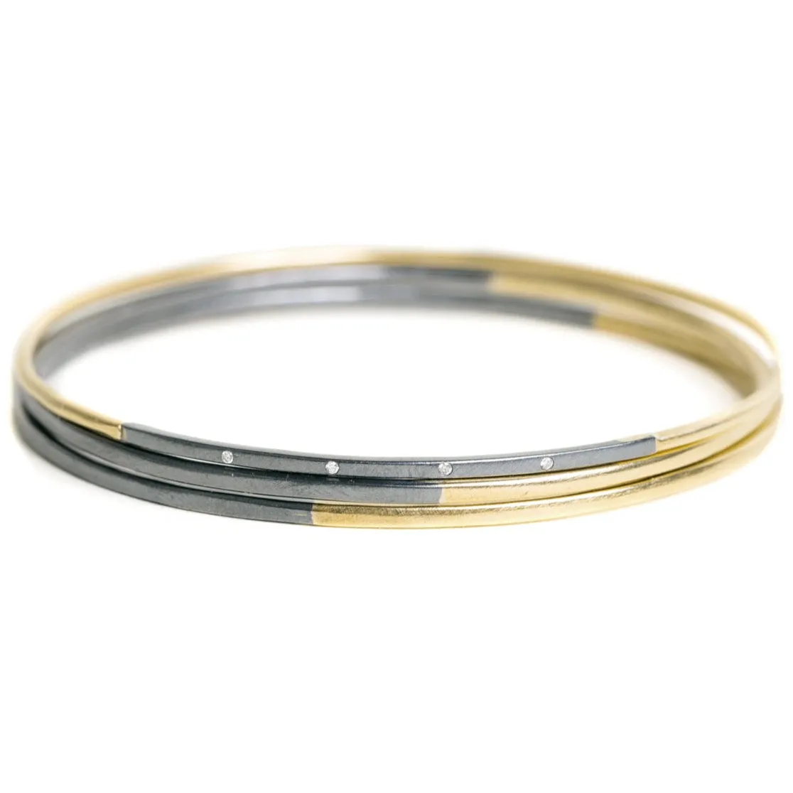 Black   Gold Legacy Stacker Bangles - 18k gold   Oxidized Silver