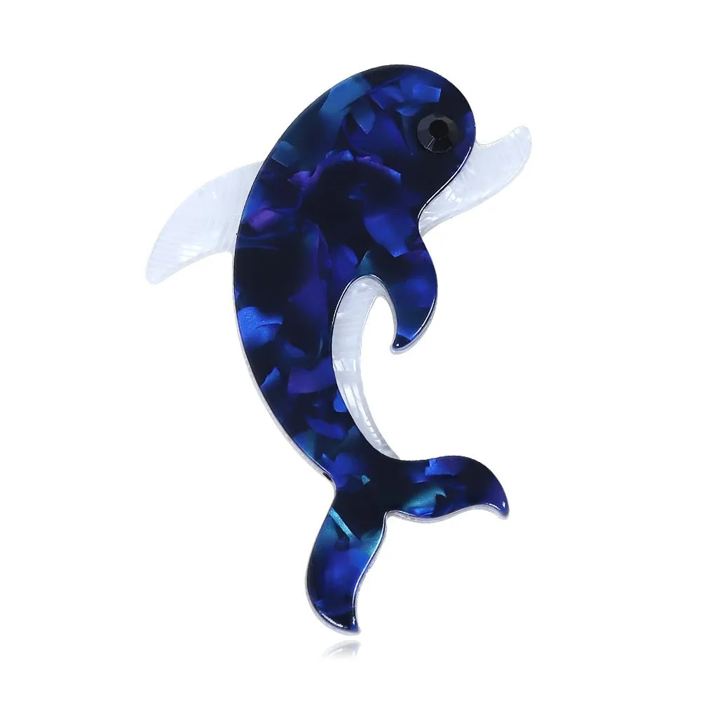 Blue Color Acrylic Dolphin Brooch Women And Men