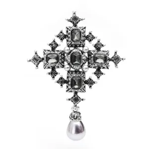 Brooches Unisex Women Vintage Crystal Simualted-Pearl Royal Suit Pins Jewelry Gift