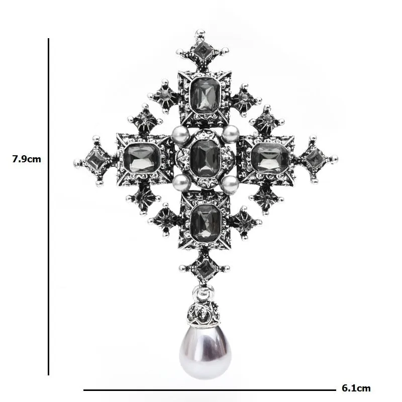 Brooches Unisex Women Vintage Crystal Simualted-Pearl Royal Suit Pins Jewelry Gift