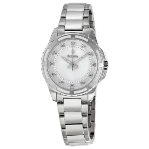 Bulova Mother of Pearl Diamond Dial Stainless Steel Ladies Watch 96P144