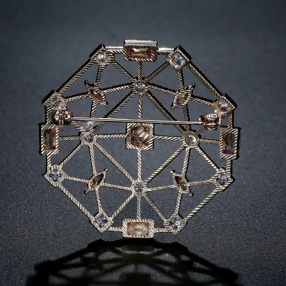 Champagne Cubic Zirconia Universe Collar Pin Brooch -KFJB0111