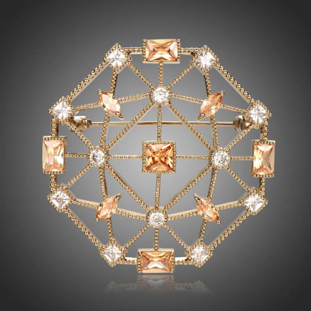 Champagne Cubic Zirconia Universe Collar Pin Brooch -KFJB0111