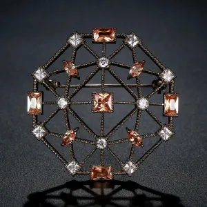 Champagne Cubic Zirconia Universe Collar Pin Brooch -KFJB0111