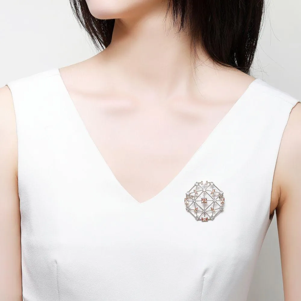 Champagne Cubic Zirconia Universe Collar Pin Brooch -KFJB0111