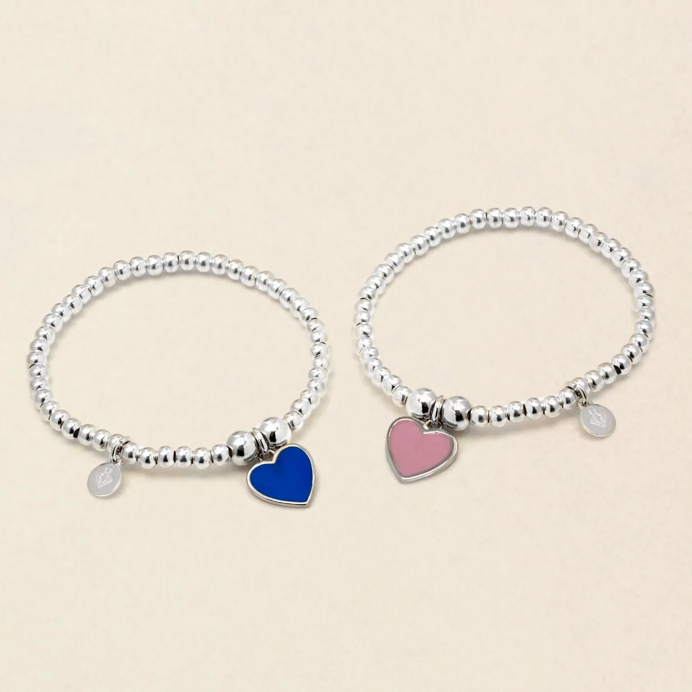 Children's Blue Heart Charm Ball Bracelet - Sterling Silver