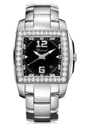 Chopard Two O Ten Black Dial Diamond Bezel Ladies Watch 108464-2004