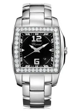 Chopard Two O Ten Black Dial Diamond Bezel Ladies Watch 108464-2004