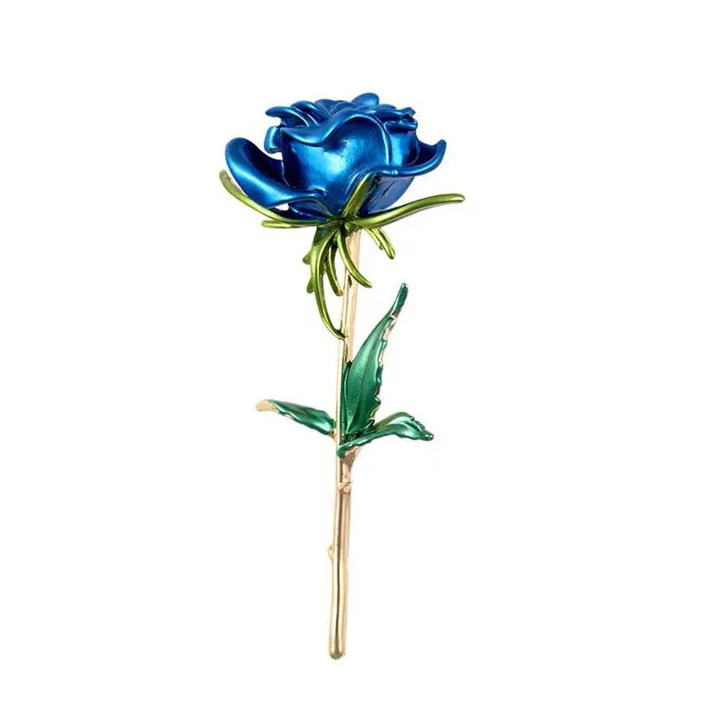 Classic Enamel Rose Flower Brooches For Women