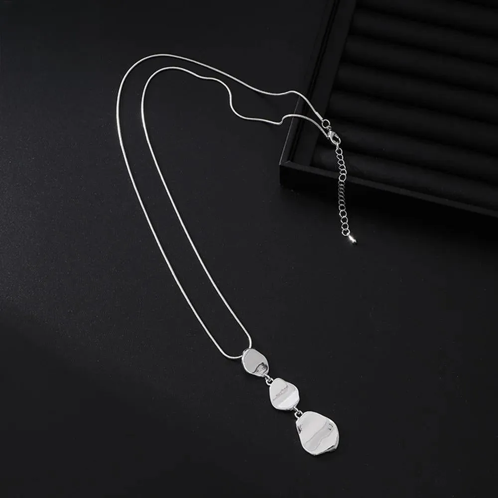 Classic Pendant Alloy Necklace Korean Fashion Jewelry Girl's Geometric Long Chain For Woman