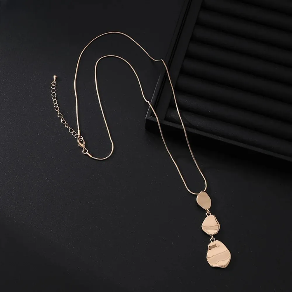 Classic Pendant Alloy Necklace Korean Fashion Jewelry Girl's Geometric Long Chain For Woman