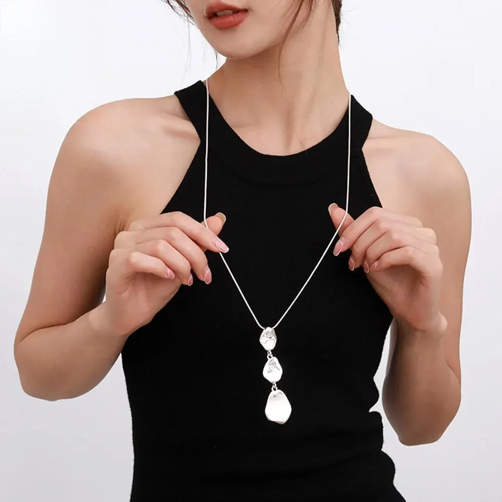 Classic Pendant Alloy Necklace Korean Fashion Jewelry Girl's Geometric Long Chain For Woman