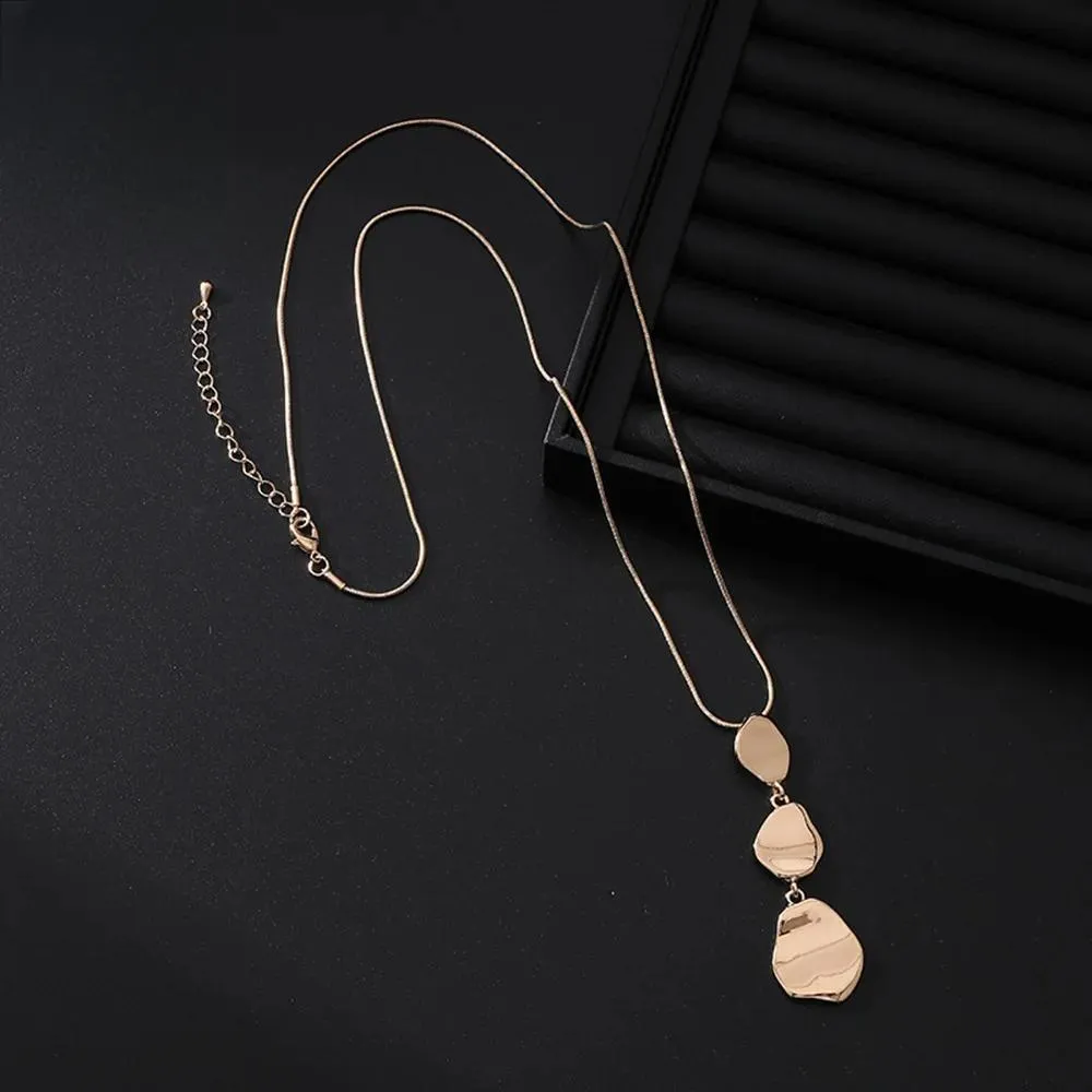 Classic Pendant Alloy Necklace Korean Fashion Jewelry Girl's Geometric Long Chain For Woman