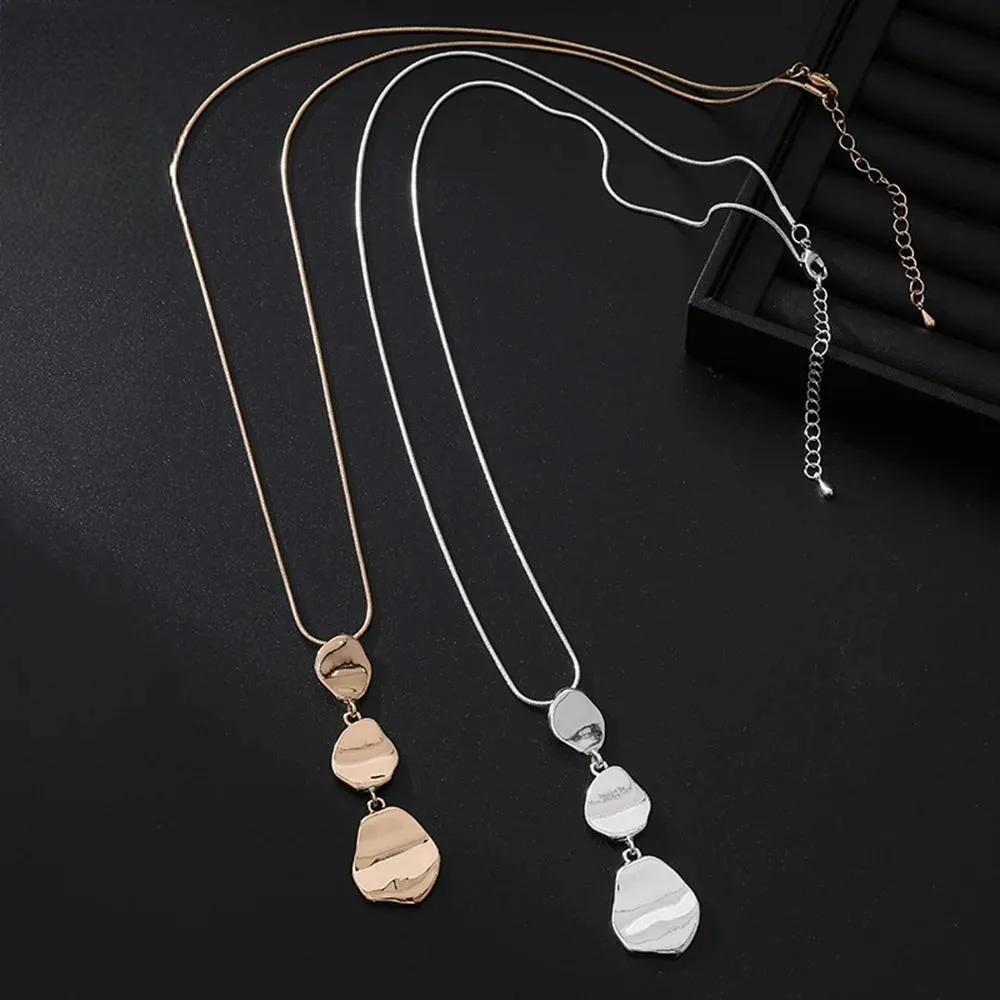 Classic Pendant Alloy Necklace Korean Fashion Jewelry Girl's Geometric Long Chain For Woman