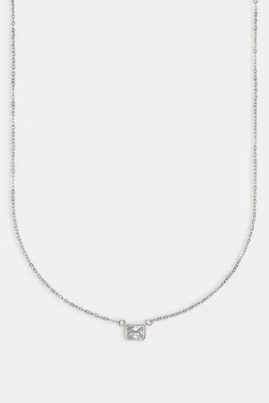 Clear Gemstone Necklace - White
