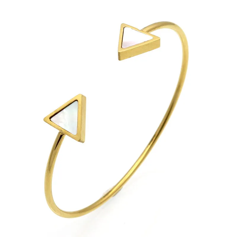 Clover/Heart/Triangle/Star Ope Bangle For Women 18K Real Gold Plated Fine Jewelry Fashion Female Bracelets & Bangles
