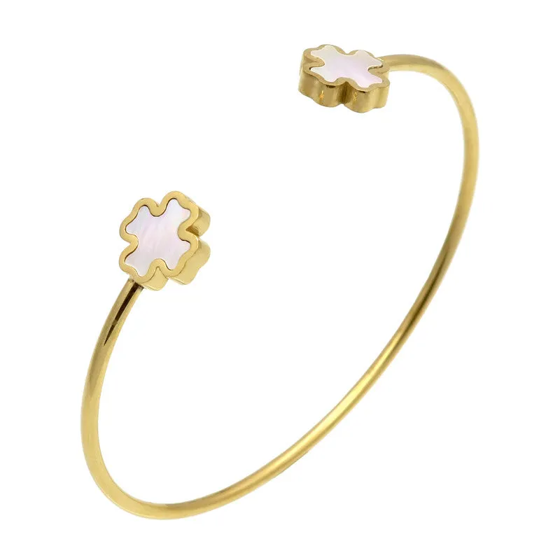 Clover/Heart/Triangle/Star Ope Bangle For Women 18K Real Gold Plated Fine Jewelry Fashion Female Bracelets & Bangles