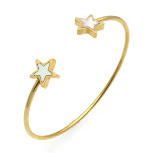 Clover/Heart/Triangle/Star Ope Bangle For Women 18K Real Gold Plated Fine Jewelry Fashion Female Bracelets & Bangles