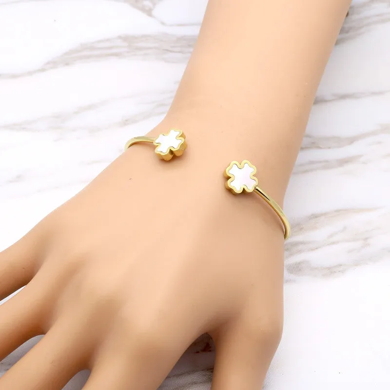 Clover/Heart/Triangle/Star Ope Bangle For Women 18K Real Gold Plated Fine Jewelry Fashion Female Bracelets & Bangles