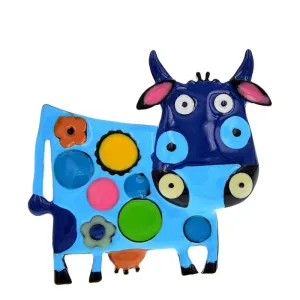 Colorful Enamel Cow Brooches For Women