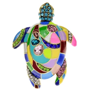 Colorful Enamel Sea Turtle Brooches For Women