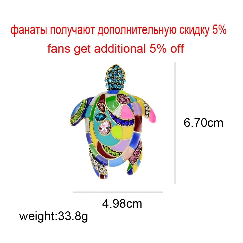 Colorful Enamel Sea Turtle Brooches For Women