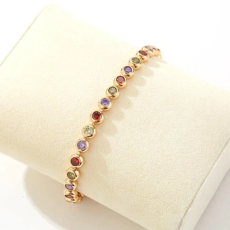 Colorful zircon bracelet Cubic Zircon Bracelets For Women Rose Gold