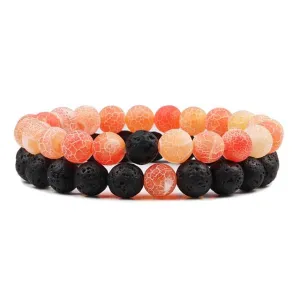 Couple Bead Bracelets Lava Rock