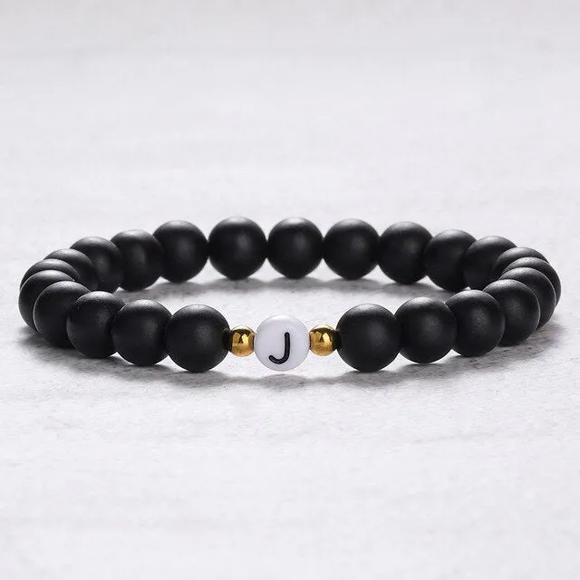Couple Bead Initial Bracelets
