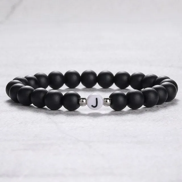 Couple Bead Initial Bracelets