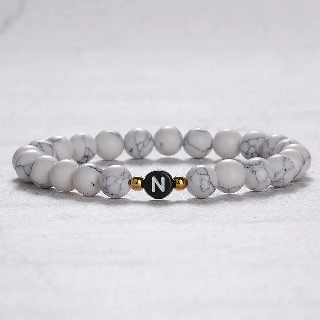 Couple Bead Initial Bracelets