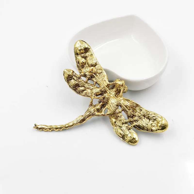 Crystal Vintage Dragonfly Brooches for Women Large Insect Brooch