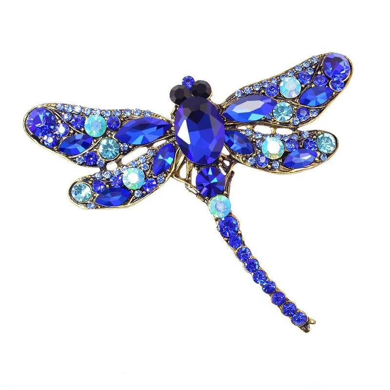 Crystal Vintage Dragonfly Brooches for Women Large Insect Brooch