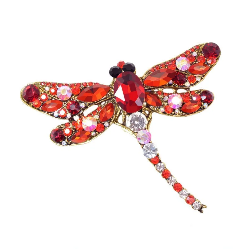 Crystal Vintage Dragonfly Brooches for Women Large Insect Brooch