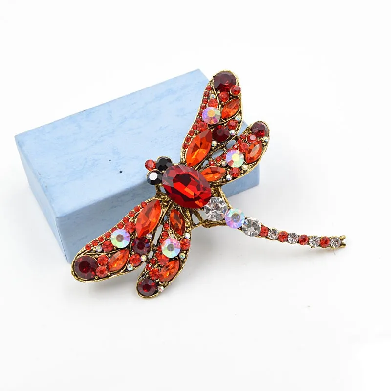 Crystal Vintage Dragonfly Brooches for Women Large Insect Brooch
