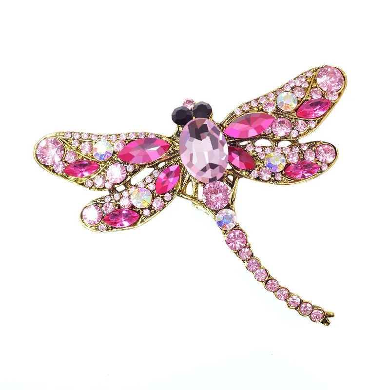 Crystal Vintage Dragonfly Brooches for Women Large Insect Brooch