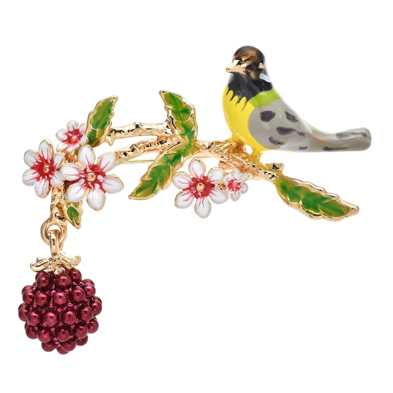 Cute Fruits Bird Brooches For Women