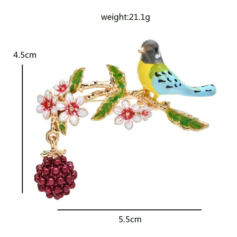 Cute Fruits Bird Brooches For Women