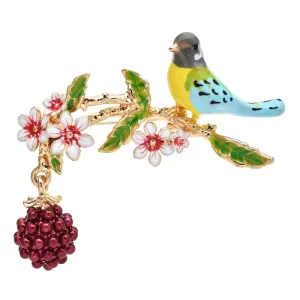 Cute Fruits Bird Brooches For Women