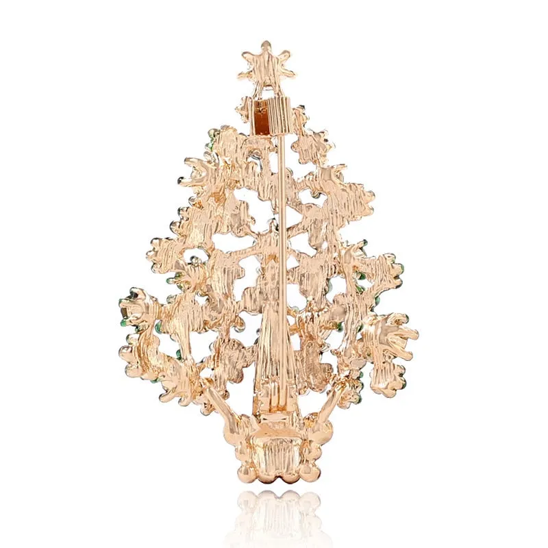 Cute Green Paint Christmas Tree Brooches for Women