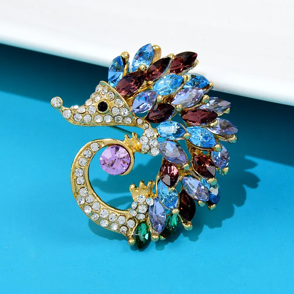 Cute Hedgehog Brooch Fashion Rhinestone Brooches For Women