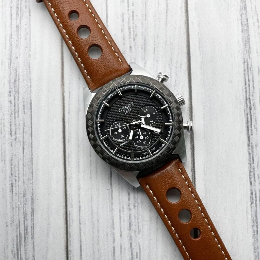 Designer Brown Leather Strap Wrist Watch For Men