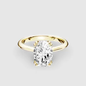Double Eagle Claw Prong Plain Shank Lab Grown Diamond Solitaire Ring -Oval