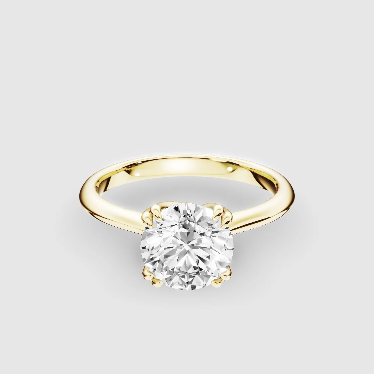 Double Eagle Claw Prong Plain Shank Lab Grown Diamond Solitaire Ring -Round