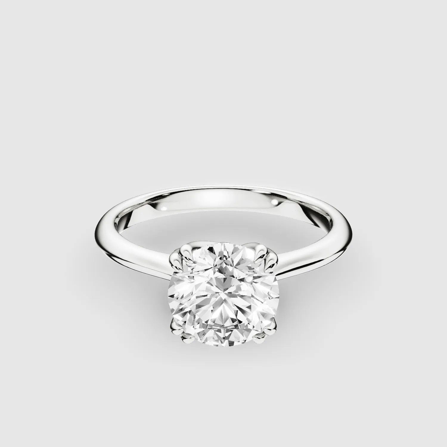 Double Eagle Claw Prong Plain Shank Lab Grown Diamond Solitaire Ring -Round