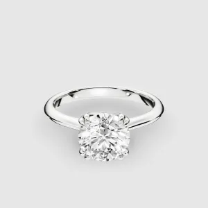 Double Eagle Claw Prong Plain Shank Lab Grown Diamond Solitaire Ring -Round