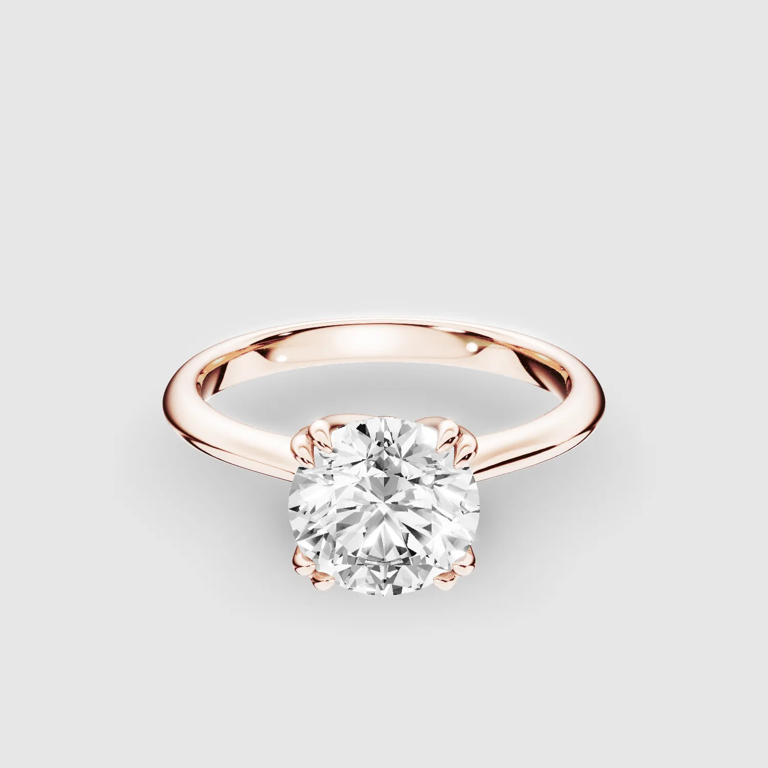 Double Eagle Claw Prong Plain Shank Lab Grown Diamond Solitaire Ring -Round